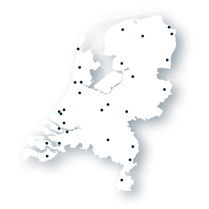 Kaart van Nederland met vestigingen